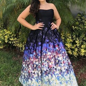 Beautiful flower print prom dress